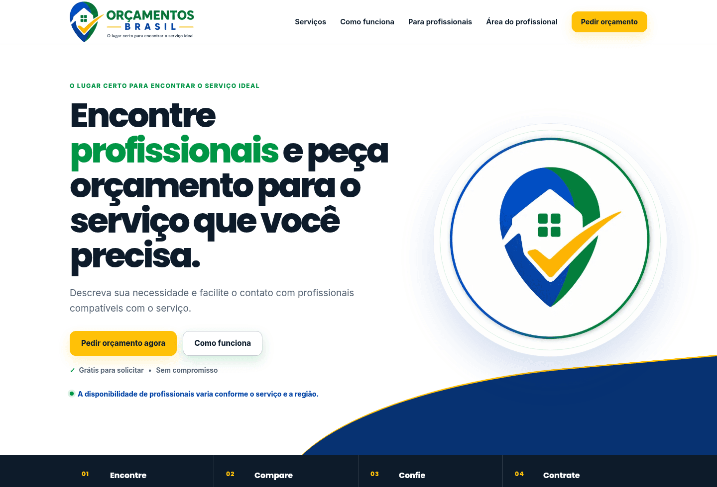 Captura real da página pública do Orçamentos Brasil